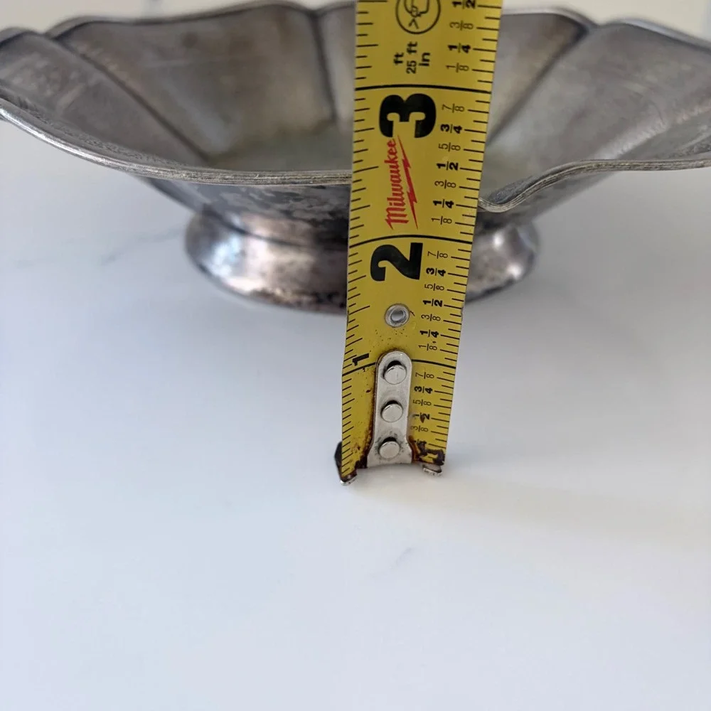 Vintage Homan Plate Hellenik Nickel Silver Bowl‎ Greek Key Hammered Textured 10